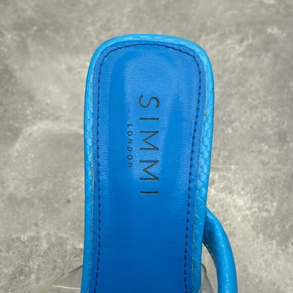 Simmi London Blue Eloise Wrap Ankle Gold Heel Sandal Size 6 Square Toe Stiletto - Picture 8 of 12